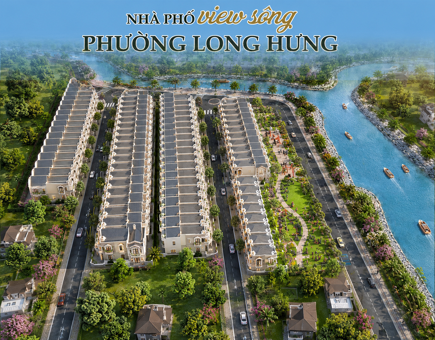 Phối cảnh 3D dãy nhà ven sông